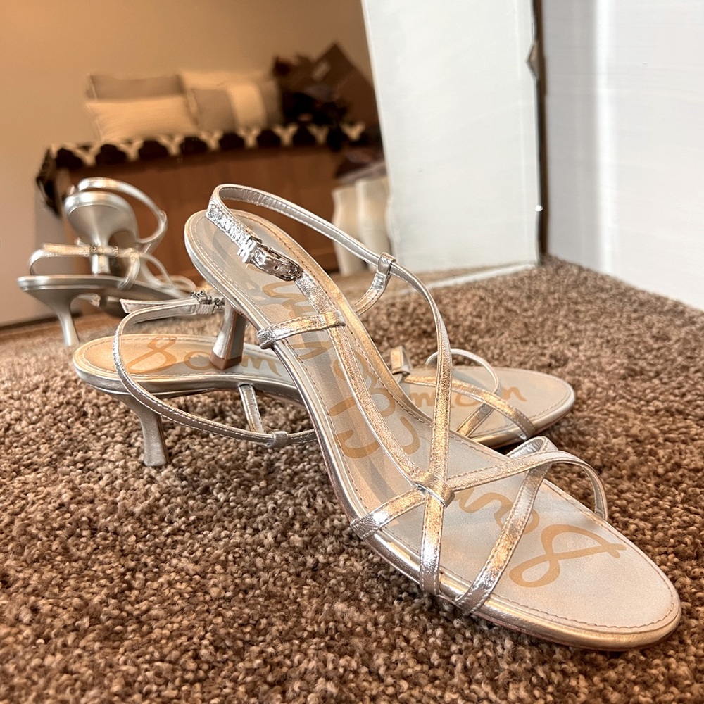 Sam Edelman Formal Silver Kitten Heels